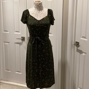 Monteau Green Floral Button Dress